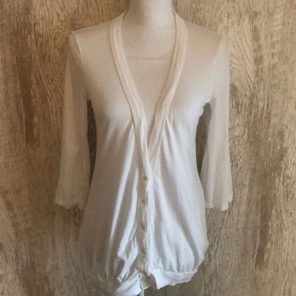 Splendid White 3/4 Sleeve Cardigan Shirt - Picture 1 of 8